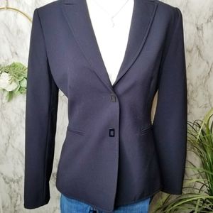 Tahari Arthur Levine Blazer Navy Button Up